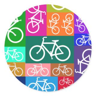 Patchwork Bicycles Art Classic Round Sticker