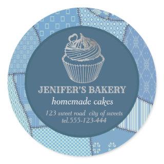 Patchwork Homemade cupcakes and sweets Classic Round Sticker