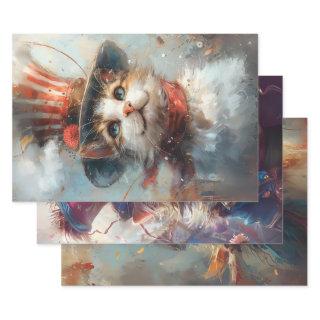 Patriotic 4th July Cats Decoupage    Sheets