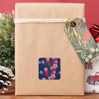 Patriotic 4th of July Stars Red White And Blue  Square Sticker