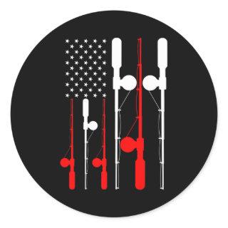 Patriotic American Flag Fishing s for Men 4th of Classic Round Sticker