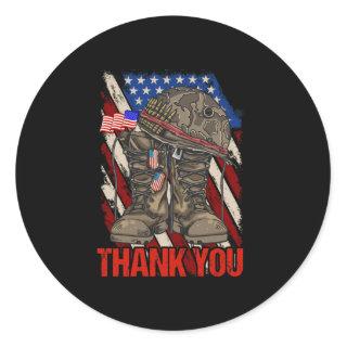 Patriotic American Flag Thank You Classic Round Sticker