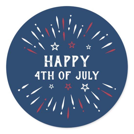 Patriotic American Independence Day 4th Of July Classic Round Sticker