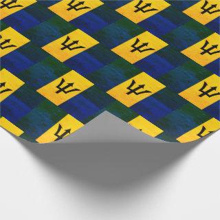 Patriotic BARBADOS FLAG 1970s Grunge Effect