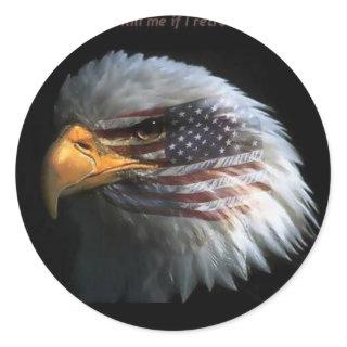 Patriotic Eagle with flag background Classic Round Sticker