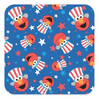 Patriotic Elmo Pattern Square Sticker