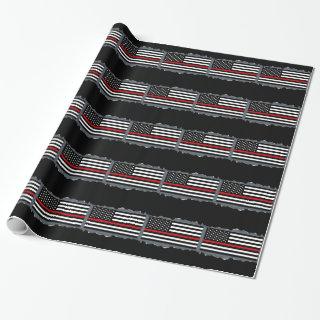 Patriotic Firefighter Flag Torn Out Look Slate