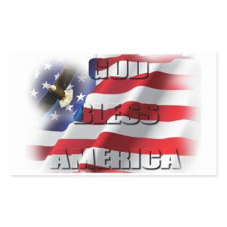 Patriotic God Bless America Soaring Eagle Rectangular Sticker