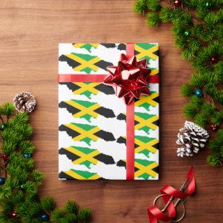 Patriotic JAMAICA Flag MAP Outline