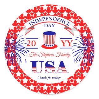 Patriotic July 4th Independence Day Celebration Cl Classic Round Sticker