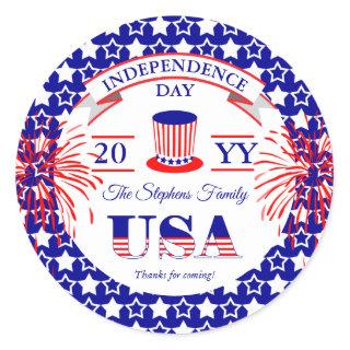 Patriotic July 4th Independence Day Celebration Classic Round Sticker