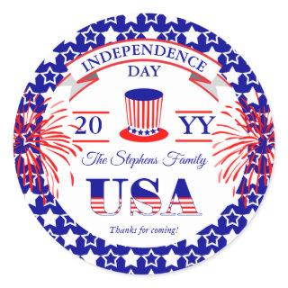 Patriotic July 4th Independence Day Celebration Classic Round Sticker