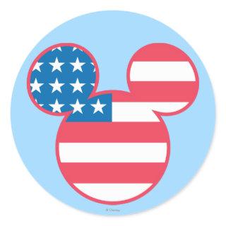 Patriotic Mickey Mouse American Flag Icon Classic Round Sticker