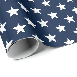 Patriotic navy blue white stars pattern modern