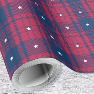 Patriotic Plaid with Stars-Red-White-Blue