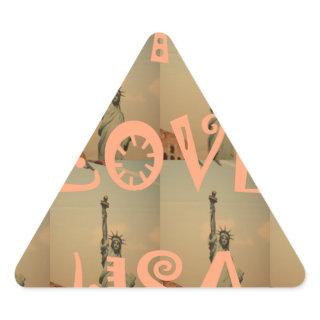 Patriotic Pop Art: "I Love USA" Graphic Art Design Triangle Sticker