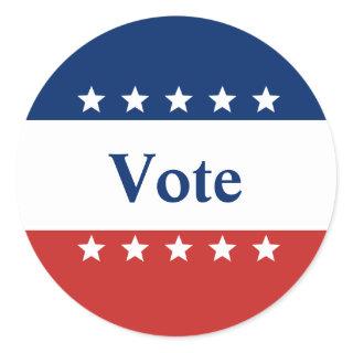 Patriotic Red White and Blue with Stars Vote Classic Round Sticker