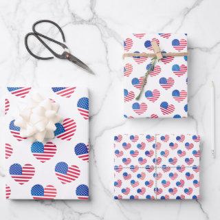 Patriotic Red White Blue Stars Stripes Heart Flags  Sheets