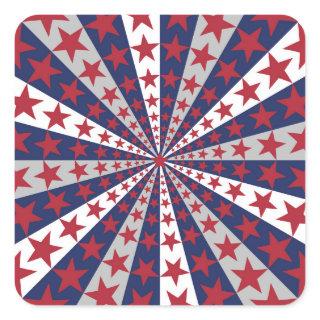 Patriotic Sunburst: American Flag Artwork Square Sticker