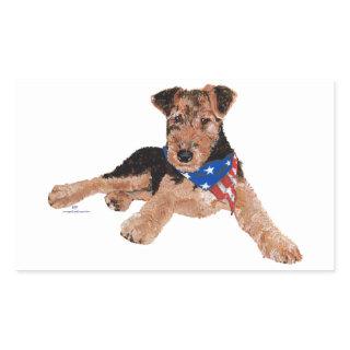 Patriotic Terrier Puppy Rectangular Sticker