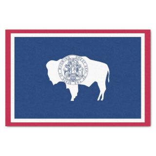 Patriotic tissue paper with flag of Wyoming, USA