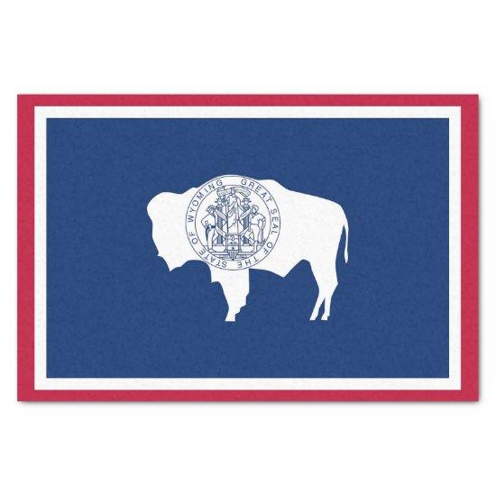 Patriotic tissue paper with flag of Wyoming, USA