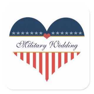 Patriotic US Heart Flag Military Wedding Stickers