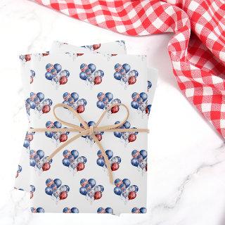 Patriotic USA red white blue flag balloons  Sheets