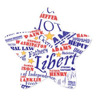 Patriotic Words Design Star Sticker