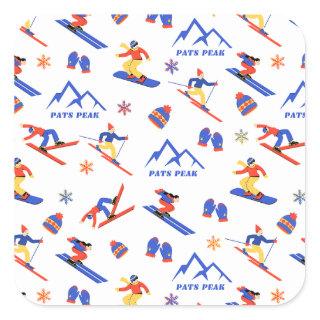Pats Peak New Hampshire Ski Snowboard Pattern Square Sticker