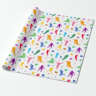 Pattern Of Colorful Football Players On White