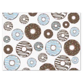 Pattern Of Donuts, Blue Donuts, Brown Donuts Tissue Paper