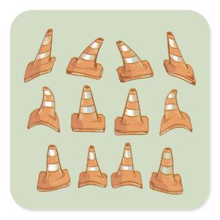 Pattern of road cones square sticker