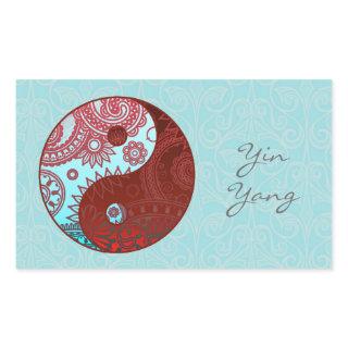 Patterned Yin Yang Red and Blue Rectangular Sticker