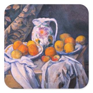 Paul Cezanne - Still Life with a Curtain Square Sticker