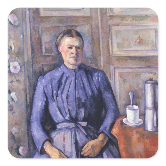 Paul Cezanne | Woman with a Coffee Pot, c.1890-95 Square Sticker