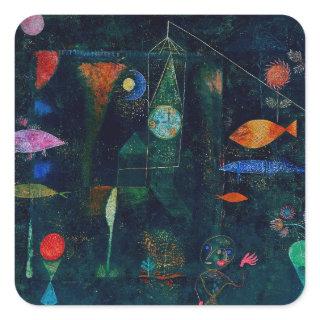 Paul Klee Fish Magic Abstract Painting Graphic Art Square Sticker