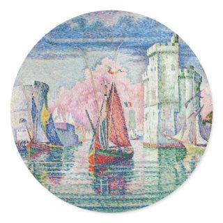 Paul Signac - Entrance of La Rochelle Harbor Classic Round Sticker