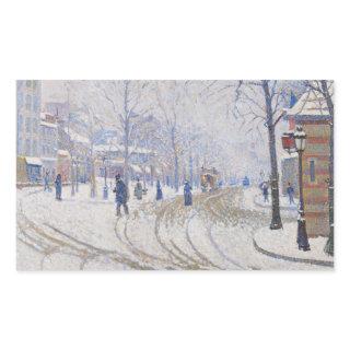 Paul Signac - Snow, Boulevard de Clichy, Paris Rectangular Sticker