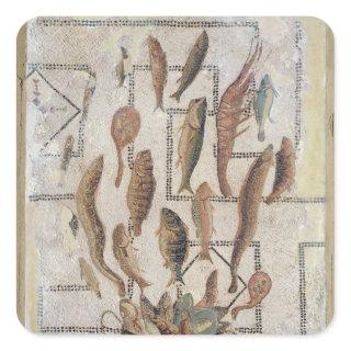 Pavement depicting fish escaping from a basket square sticker