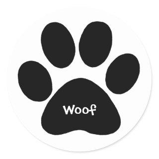 paw print woof classic round sticker