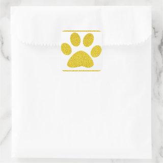 Paw Prints Gold Glitter White Cute Elegant Holiday Square Sticker