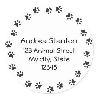 Pawprint border address label