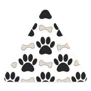 Paws And Bones Pattern Triangle Sticker