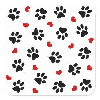 Paws and Hearts Square Sticker