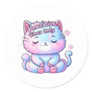 Pawsitive Vibes Only Meditating Cat Sticker
