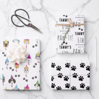 Pawty Cute Birthday Party Dogs Custom Name Age  Sheets