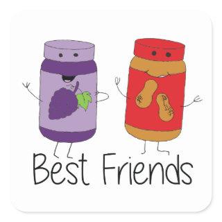 PB and J Best Friends Pb and J BFF Drawing Square Sticker