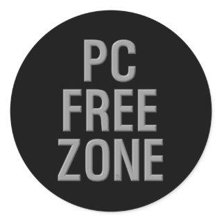 PC Free Zone black round large stickers