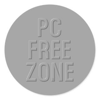 PC Free Zone gray large round stickers